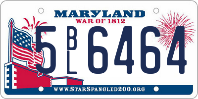 MD license plate 5BL6464