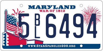 MD license plate 5BL6494
