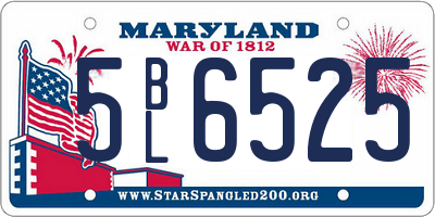 MD license plate 5BL6525
