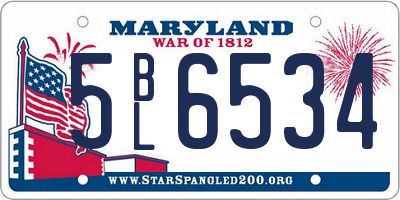 MD license plate 5BL6534