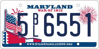 MD license plate 5BL6551