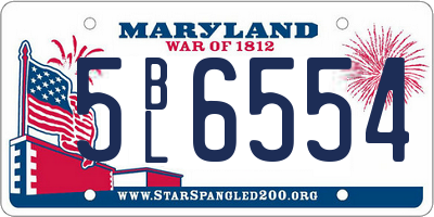 MD license plate 5BL6554
