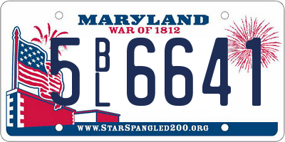 MD license plate 5BL6641