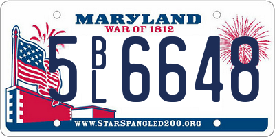 MD license plate 5BL6648