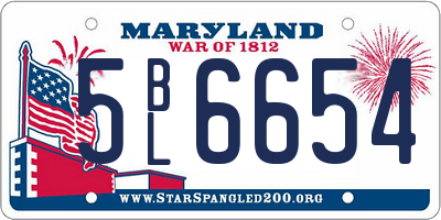 MD license plate 5BL6654