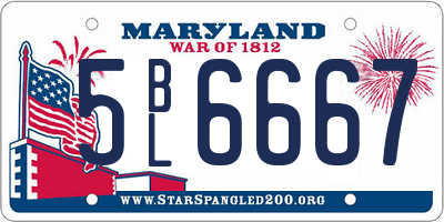MD license plate 5BL6667