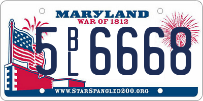 MD license plate 5BL6668