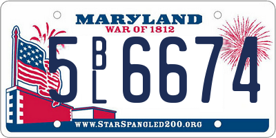 MD license plate 5BL6674