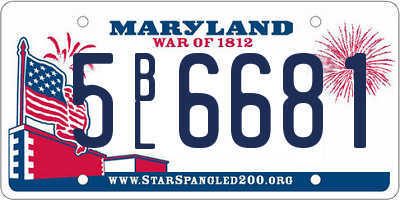 MD license plate 5BL6681