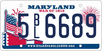 MD license plate 5BL6689