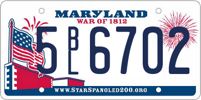 MD license plate 5BL6702