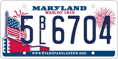 MD license plate 5BL6704