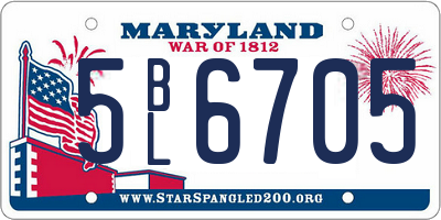 MD license plate 5BL6705