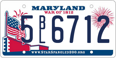 MD license plate 5BL6712