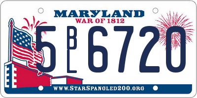 MD license plate 5BL6720