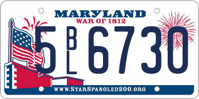 MD license plate 5BL6730