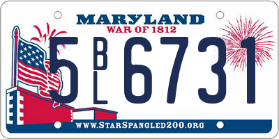 MD license plate 5BL6731