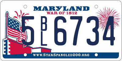 MD license plate 5BL6734
