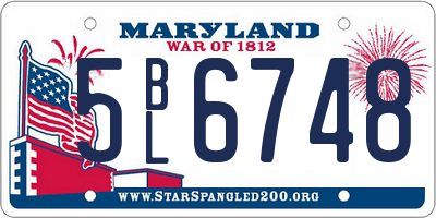 MD license plate 5BL6748