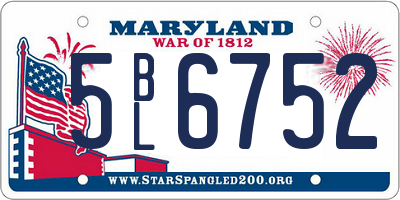 MD license plate 5BL6752