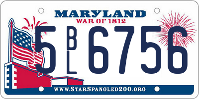 MD license plate 5BL6756