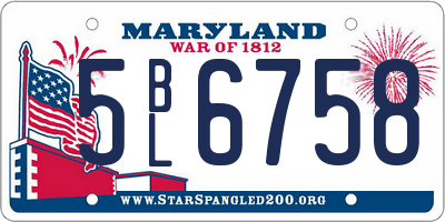 MD license plate 5BL6758