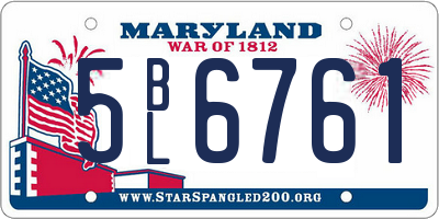 MD license plate 5BL6761