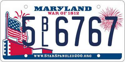 MD license plate 5BL6767
