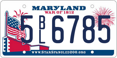 MD license plate 5BL6785