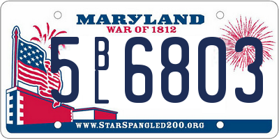MD license plate 5BL6803
