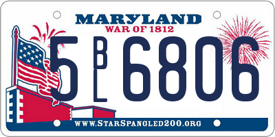 MD license plate 5BL6806