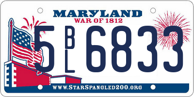 MD license plate 5BL6833