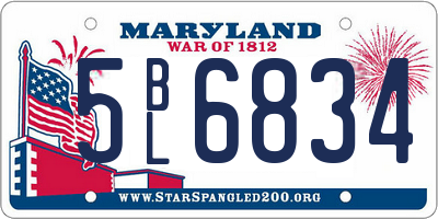 MD license plate 5BL6834