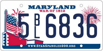 MD license plate 5BL6836