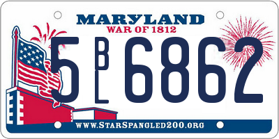 MD license plate 5BL6862