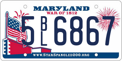 MD license plate 5BL6867