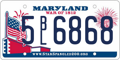 MD license plate 5BL6868