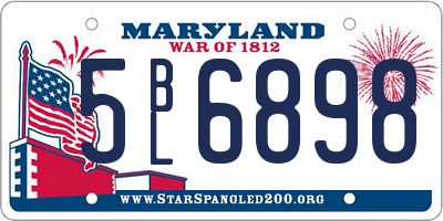 MD license plate 5BL6898
