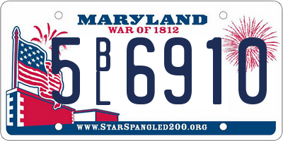 MD license plate 5BL6910