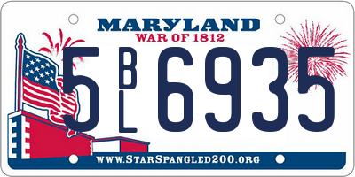 MD license plate 5BL6935