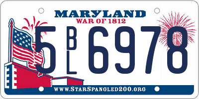 MD license plate 5BL6978