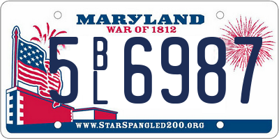 MD license plate 5BL6987
