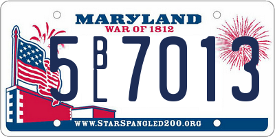 MD license plate 5BL7013