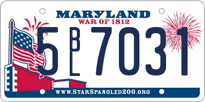 MD license plate 5BL7031