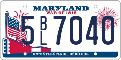 MD license plate 5BL7040
