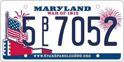 MD license plate 5BL7052