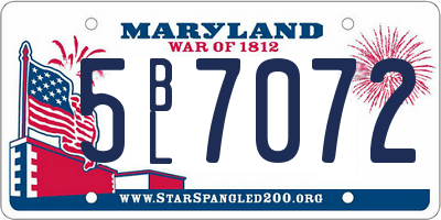 MD license plate 5BL7072