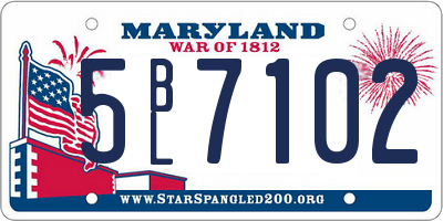 MD license plate 5BL7102