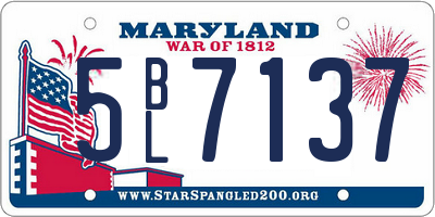 MD license plate 5BL7137