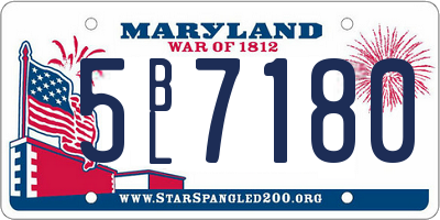 MD license plate 5BL7180